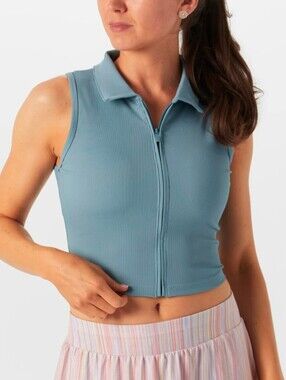 Travis Mathew Moveknit Rib Zip Polo Smoke Blue | Size L NWT